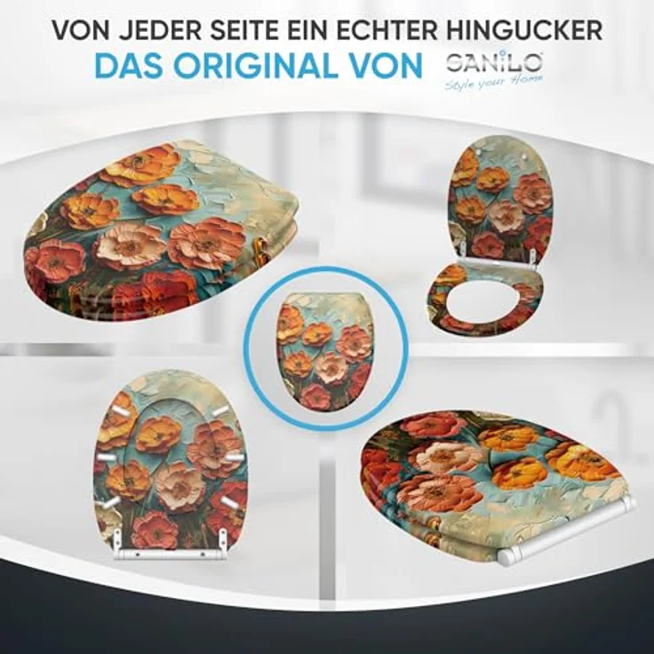Sanilo WC Sitz mit Absenkautomatik Top Fix Florum, bruchfestes Holz mit antibakterieller Beschichtung, vielseitig einsetzbar, pflegeleicht – Bild 7
