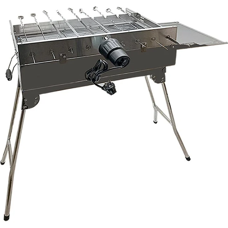 Olymp Handels GmbH Holzkohlegrill Mangal President Set mit 9er Drehspieß 230V Motor und 10 Edelstahl Spieße, Edelstahl 0,8mm rostfrei – Bild 1