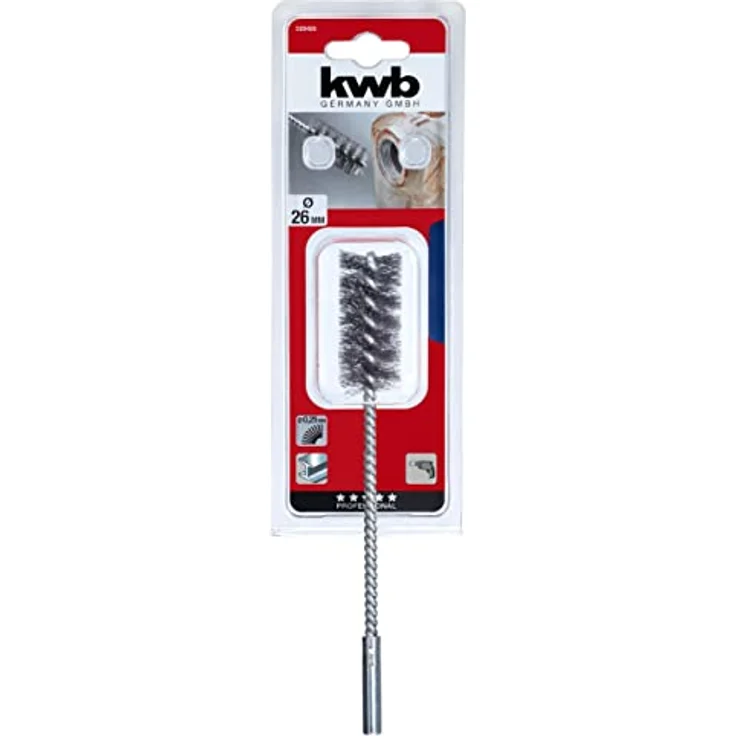 kwb Runddraht-Bürste / Zylinderbürste fein, gewellt, Stahldraht, Ø 26 mm für Metall und Stein, Drahtbürste für Bohr-Maschine inkl. 8 mm Rundschaft, Rohrbürste f. Kessel / Heizung, 3 Stück – Bild 2