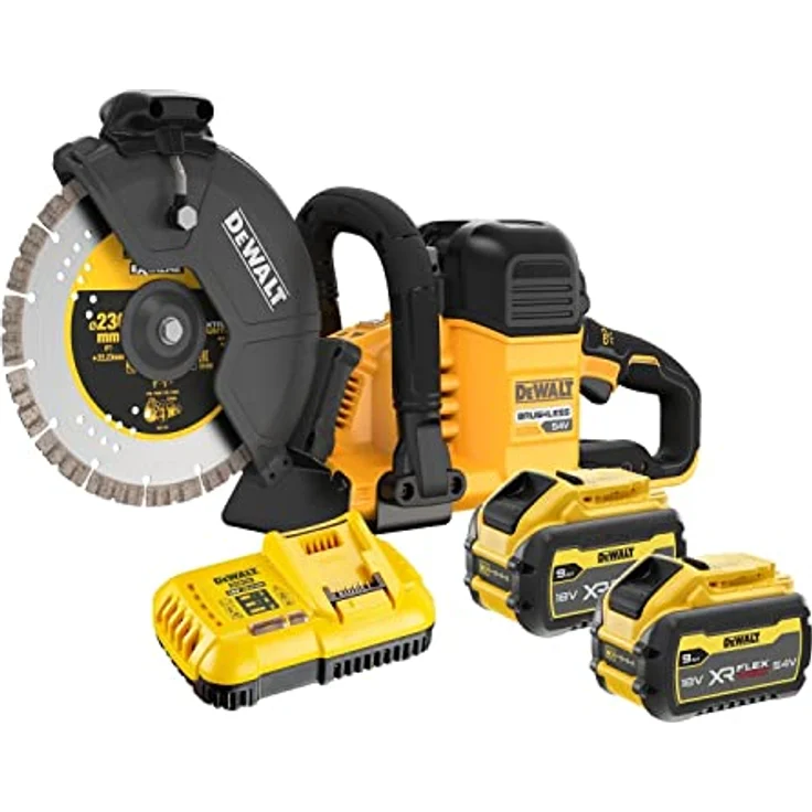 DEWALT Cortadora de hormigón sin escobillas XR FLEXVOLT 54V Ø230mm with 2 baterías 54V/18V Li-Ion 9Ah, STANLEY BLACK DECKER - Concrete Cutter, Brushless, 54V, 2 Batteries, 9Ah, Blue – Bild 1