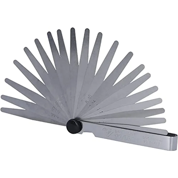 Brilliant Tools BT114901 Präzisions-Fühlerlehre, 20 Blatt, Messschritte 0,05 – 1 mm, verchromte Blättchen in vernickelter Schale