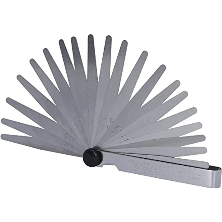 Brilliant Tools BT114901 Präzisions-Fühlerlehre, 20 Blatt, Messschritte 0,05 – 1 mm, verchromte Blättchen in vernickelter Schale – Bild 1