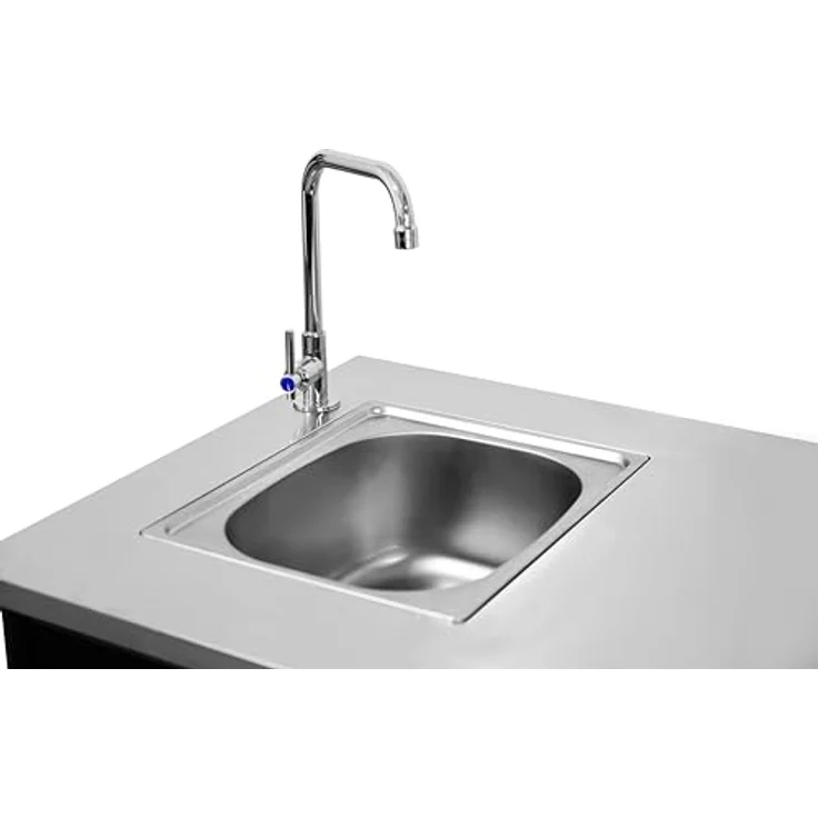 Cozze Outdoor-Küche 90 cm, Spülenschrank mit Edelstahl-Spüle und Wasserhahn – Bild 5
