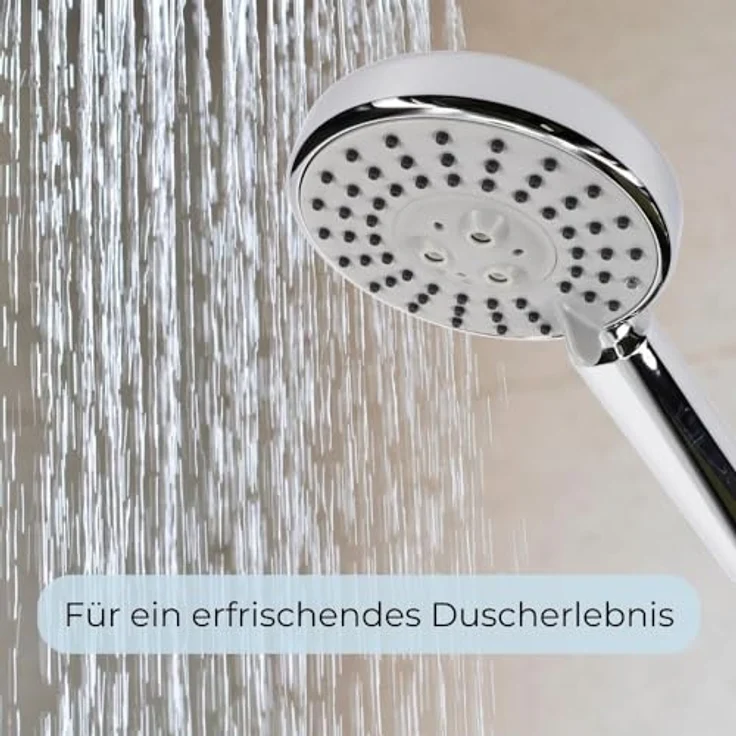 GarPet Handbrause Duschkopf 3 Funktion Duschbrause Wassersparender Brausekopf, chromfarben – Bild 6