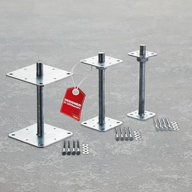 SOTECH Pfostenträger M24, 6er Set, 80 x 80 x 250 mm, Stahl verzinkt, höhenverstellbar, witterungsbeständig – Bild 6