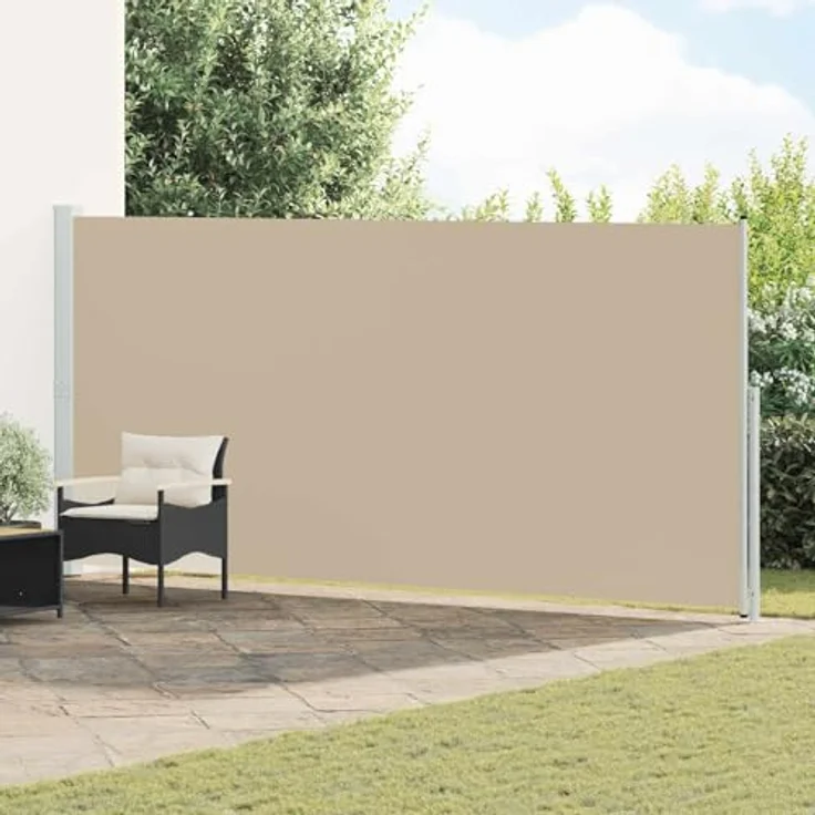 vidaXL Seitenmarkise, einziehbar, Beige, 600 x 220 cm, UV- und wasserabweisend, verstellbar, für Terrasse und Garten – Bild 2