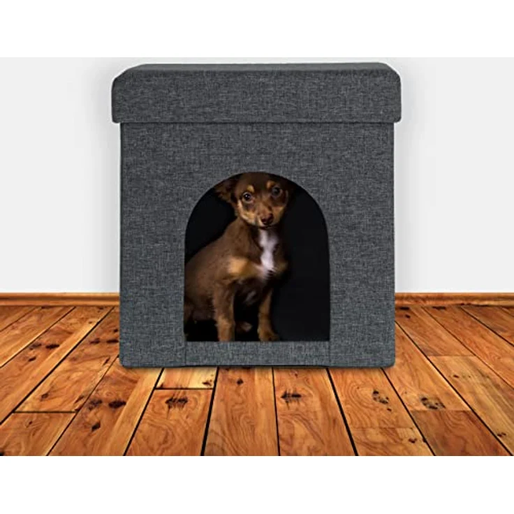 Relaxdays Katzenhöhle, Rückzugsort für Katzen und kleine Hunde, Indoor Tierversteck, H x B x T: 38,5 x 37 x 37 cm, grau – Bild 5