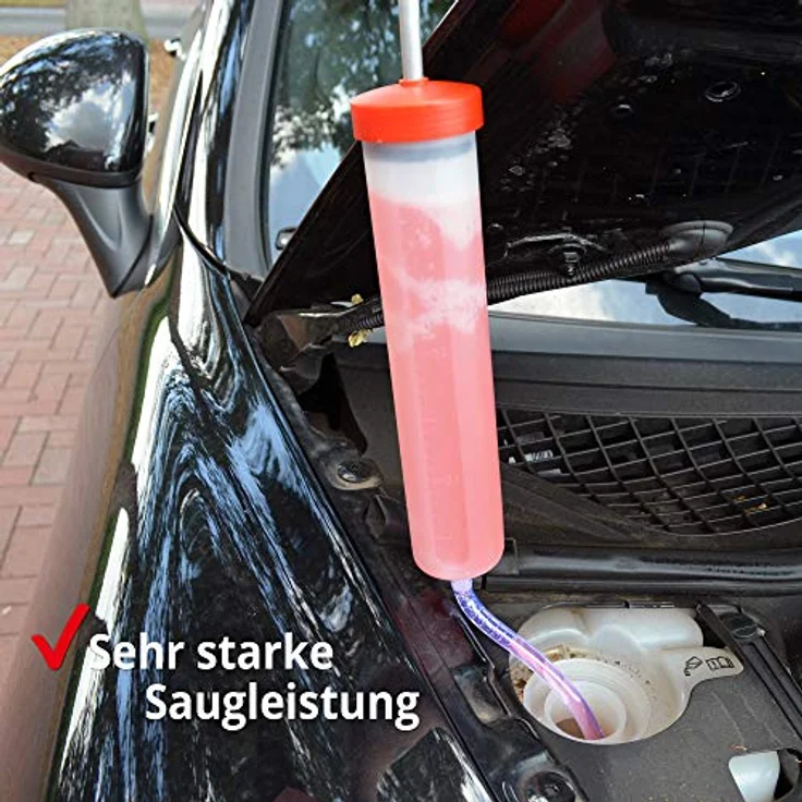Hecht Profi Absaug Set Ölpumpe, manuelle Absaugspritze mit Füllstandsanzeige, Schlauch, Filter und Auffangbehälter – Bild 1