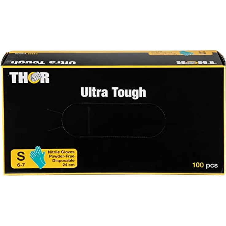 ABENA | THOR Ultra Tough 100 Stück (Größe S) | Grüne Nitrilhandschuhe mit hohem Schutz | Komfortable Einmalhandschuhe zum Kochen Putzen uvm | Einweghandschuhe ohne Puder | Latexfreie Handschuhe