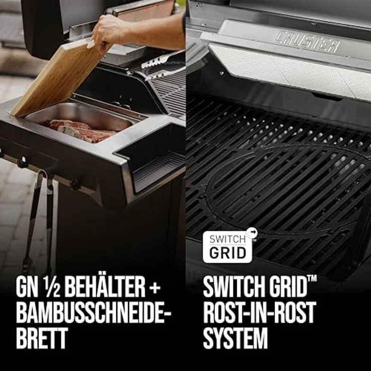 Enders Gasgrill UNIQ 3 IK Cruster, Gasgrill mit ultraheißem CRUSTER, 800°C Turbo Zone, Edelstahlbrennern, emailliertem Gussrost - Schwarz – Bild 6