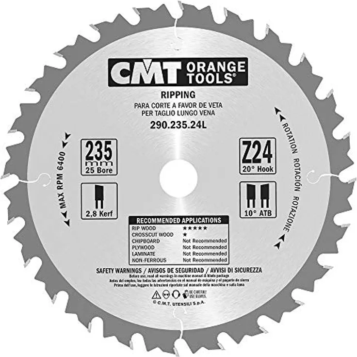 HANDKREISSÄGEBLATT - LÄNGSSCHNITT 235X2.8X25 Z=24 10° WECHSELZAHN 290.235.24L