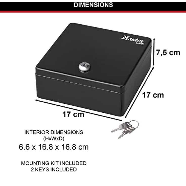 Master Lock Schlüsselschrank oder Geldkassette [Sichern Geld oder Schlüssel] [Münzbrett] KDS1EURHRO, 7,5 cm x 17 cm x 17 cm – Bild 5