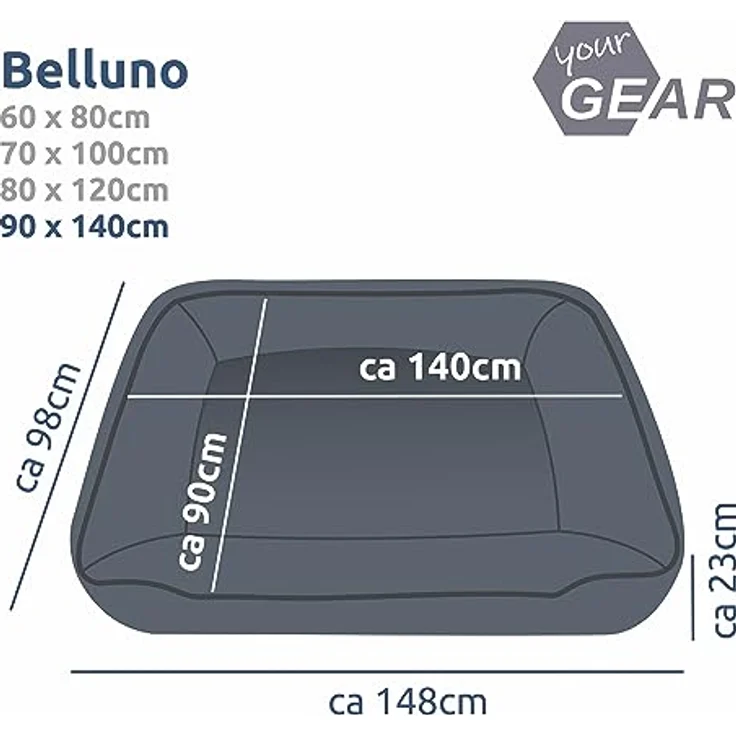 your GEAR Belluno 90x140 cm orthopädisches Hundebett, Hundekorb, Oeko-TEX, waschbar, geruchsfrei & hygienisch – Bild 2