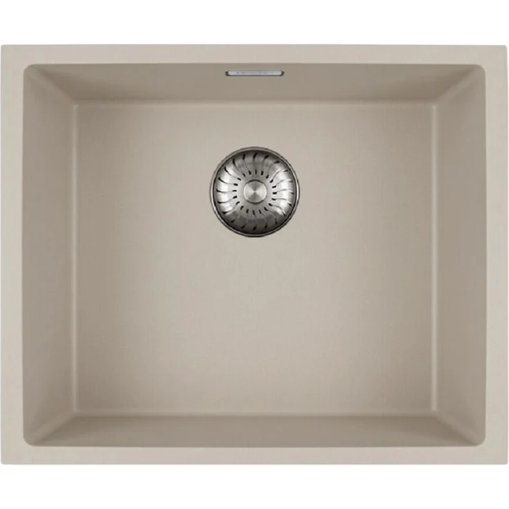 Caressi CAGRPP50BI-FL, Flächenbündige Spüle in Bisque, Einzelbecken, Komposit, Maße 540x440 mm