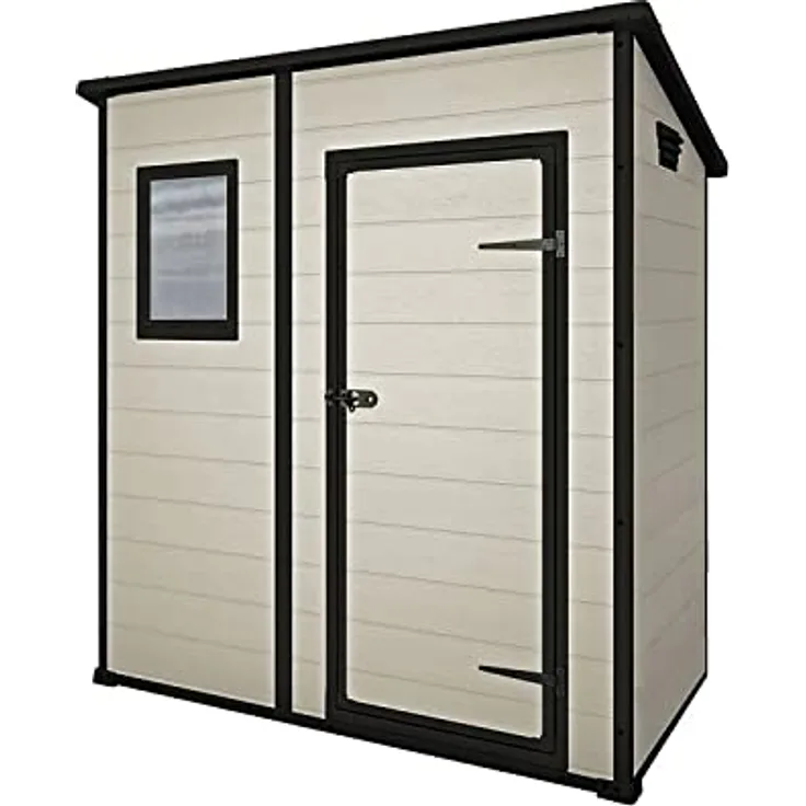 Keter Gerätehaus Manor Pent 6x4, Beige, wetterfest, Flachdach, 3,2m³ Rauminhalt