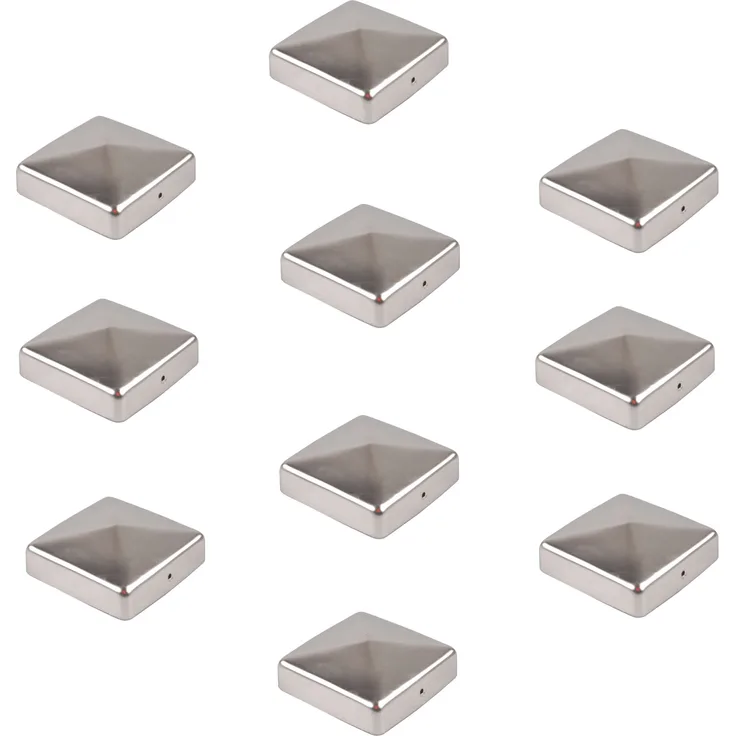 10x Pfostenkappe Edelstahl 91 mm Pyramide Abdeckkappe für Pfosten 9 x 9 cm