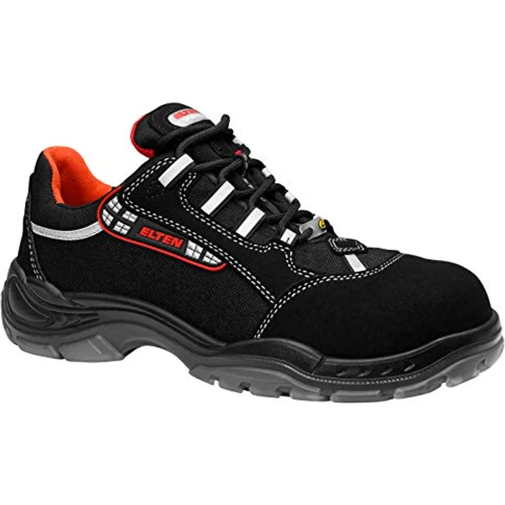 ELTEN SENEX ESD S2 Sicherheitsschuh, Schwarz-Rot, Atmungsaktives Textilfutter, Blockabsatz – Bild 1
