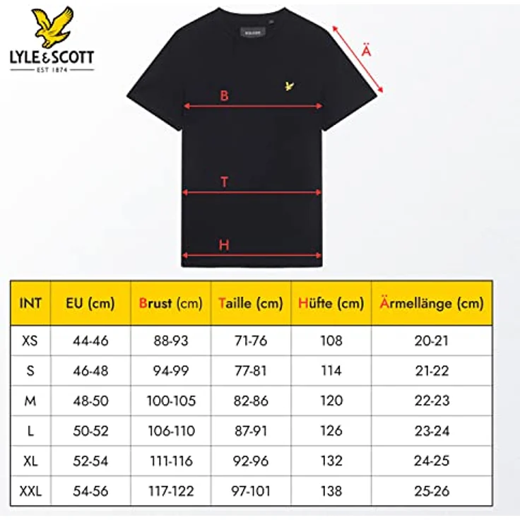 Lyle and Scott Plain T-Shirt Herren, Schwarz, aus weicher Baumwolle mit geripptem Rundhalsausschnitt, Größe L – Bild 7