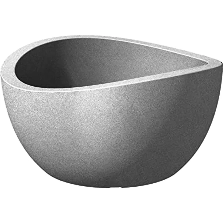 Scheurich Wave Globe Bowl 40, Pflanzschale/Blumentopf/Pflanzkübel, rund, Farbe: Stony Grey, hergestellt mit recyceltem Kunststoff, 10 Jahre Garantie, für den Außenbereich