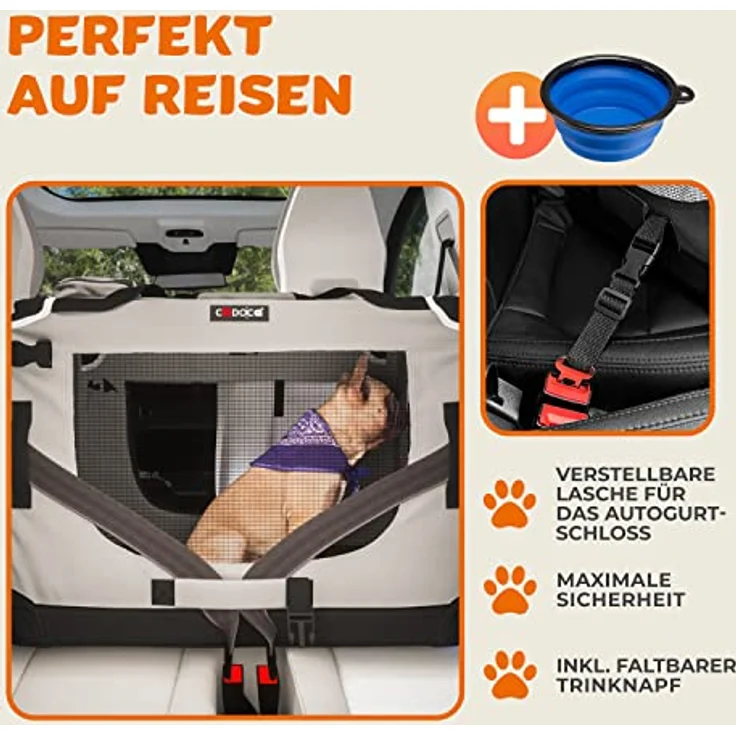 Cadoca Hundetransportbox faltbar Größe XXXL Grau – Bild 3