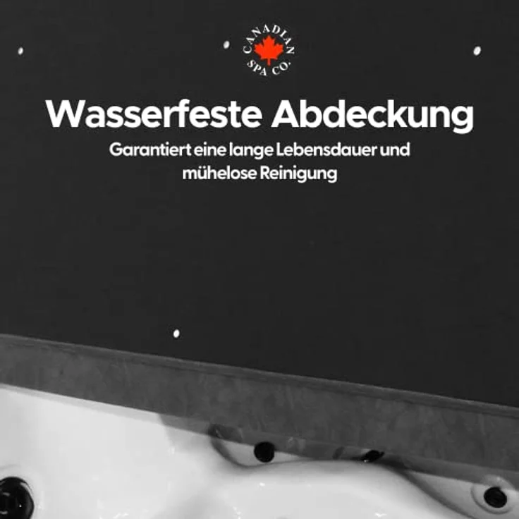 Canadian Spa Company Whirlpool Muskoka, Isolierabdeckung, Schwarz, 188x188 cm, UV-beständig, 6 Griffe, 8 Befestigungsriemen – Bild 7