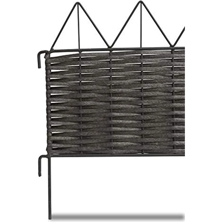 Windhager Beetumrandung PVC Rattan, Beeteinfassung in dunkler Rattan-Optik, LxH: 100x35 cm, pulverbeschichteter Metallrahmen – Bild 3