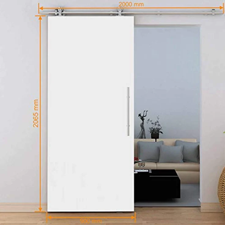 inova Holz-Schiebetür Komplettset Weiß 900x2065mm Vollspan Holz-Tür, Lauf-Schiene, Schiebetür-Beschlag Soft-Close Star – Bild 3