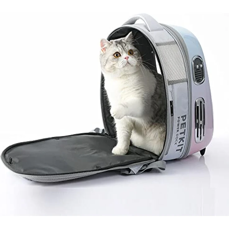 PETKIT Breezy 2 Smart Cat Carrier pink/Blue, belüftete Katzentransporttasche, Transportrucksack mit Belüftungssystem, Katzenrucksack mit App-Steuerung, Reiserucksack mit Belüftung für Katzen – Bild 3