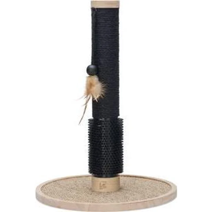 Designed by Lotte Kratzbaum Fida, Holzkratzbaum aus Gummibaumholz, 55 cm, Braun mit Juteseil und Sisalmatte