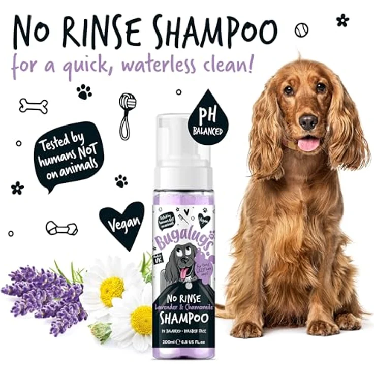 Bugalugs No-Rinse Hundeshampoo, Trockenshampoo für Hunde, 200ml, sanfte Fellpflege ohne Wasser, made in UK – Bild 7