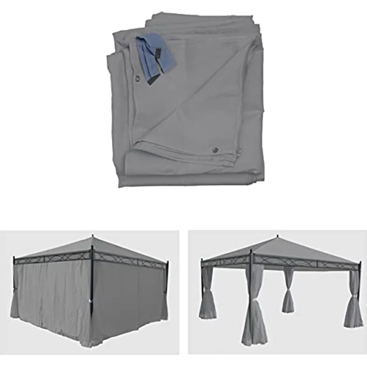 PROREGAL® Pavillonseitenteil 4er-Set, hellgraue Seitenwand für Pergola Cardiz 4x4m, wasserabweisend, 383x205 cm – Bild 2