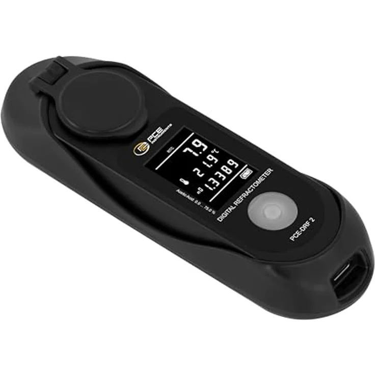PCE Instruments PCE-DRF 2, digitales Refraktometer zur Essigsäurebestimmung, Messbereich 0-75%, inkl. Edelstahlring und stabiler Etui – Bild 2