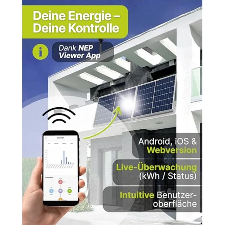 Schwaiger NEP Wechselrichter SOWR2000, leistungsstark mit 2000W Spitzenleistung, Drosselung auf 800W, App-fähig für Anschluss an Balkonkraftwerke – Bild 4