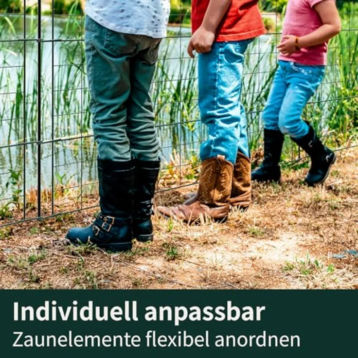 VERDOBA Teichzaun Gartenzaun Hundezaun - Metall Gitterzaun erweiterbar, 5–20 Zaunelemente in Grün, Braun oder Anthrazit – Bild 4