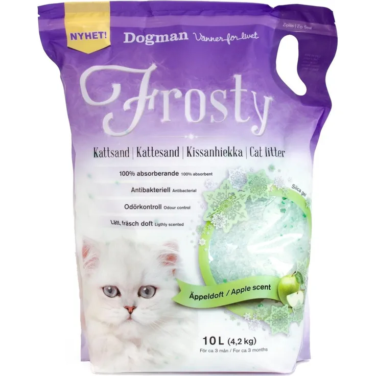 Dogman Frosty Apfel Katzenstreu, 10 l Kieselgel mit leichtem Apfelduft, 100% saugfähig und nahezu staubfrei
