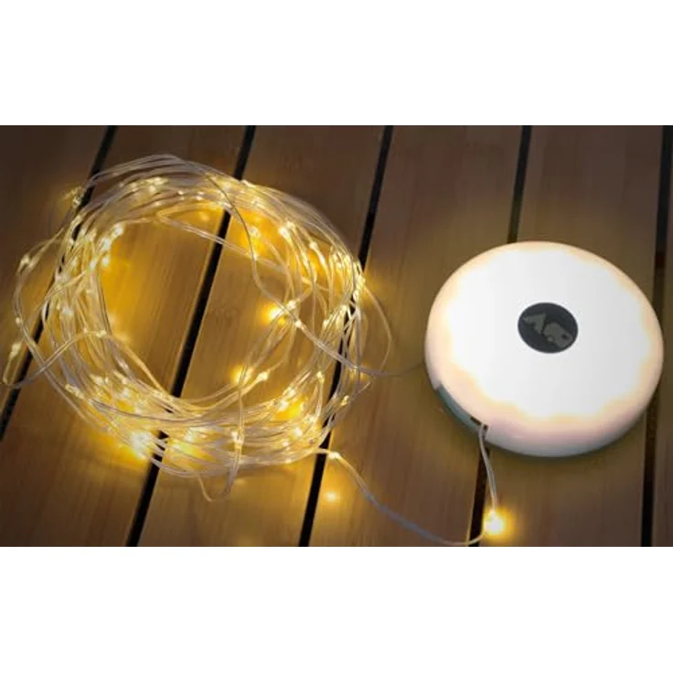 BERGER 2in1 Campinglaterne und Lichterkette, 10 m, 5 Modi LED Outdoor Lampe warmweiß, USB aufladbar, wasserdicht, für Zelt und Wohnwagen – Bild 1
