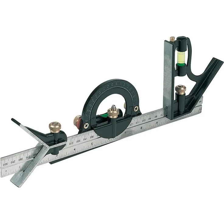 Silverline Winkelmesser Profi Kombinationswinkel 300 mm, Mehrzweck-Winkelmesser aus Edelstahl mit Aluminium-Winkelmesser, blau