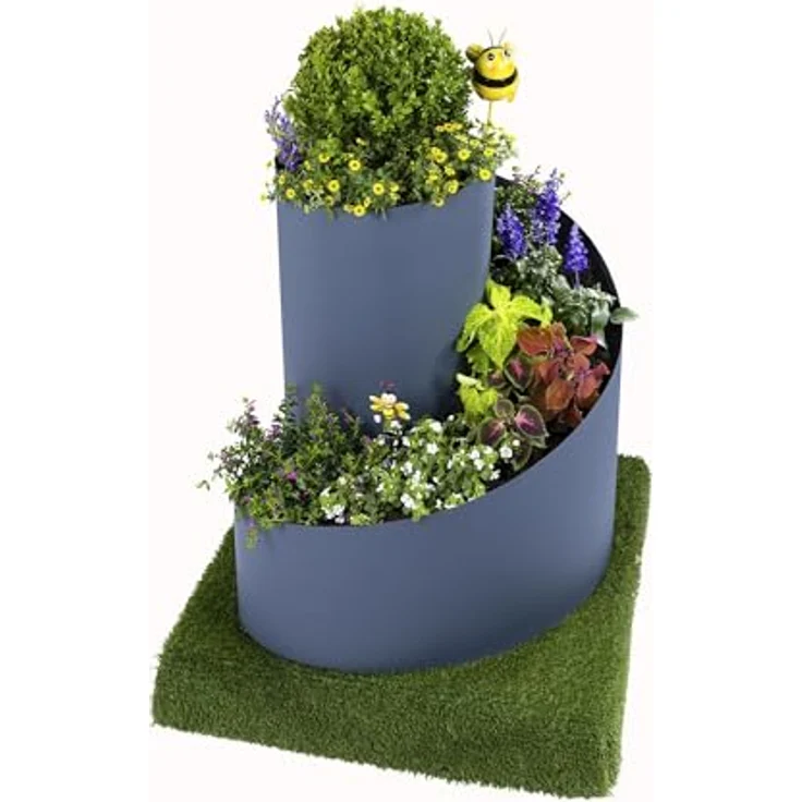 Jardinion Kräuterspirale 80cm x 80cm, witterungsbeständig und UV-resistent, grau – Bild 1