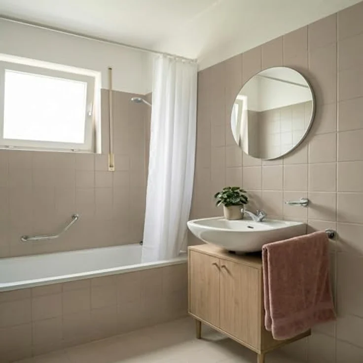 miafarben Fliesenfarbe ohne Schleifen, hochdeckender Fliesenlack für Wand & Boden in Weichem Sandgrau, matt, wasserbasiert, ideal für Bad & Küche (5L) – Bild 5
