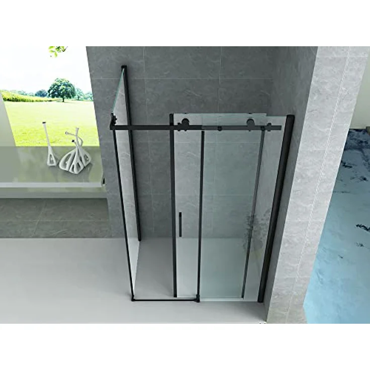 Aloni Eckdusche CRBL045-80120, 1-tlg., Schwarz matt 8mm, 80x120x195cm - Preisvergleich – Bild 2