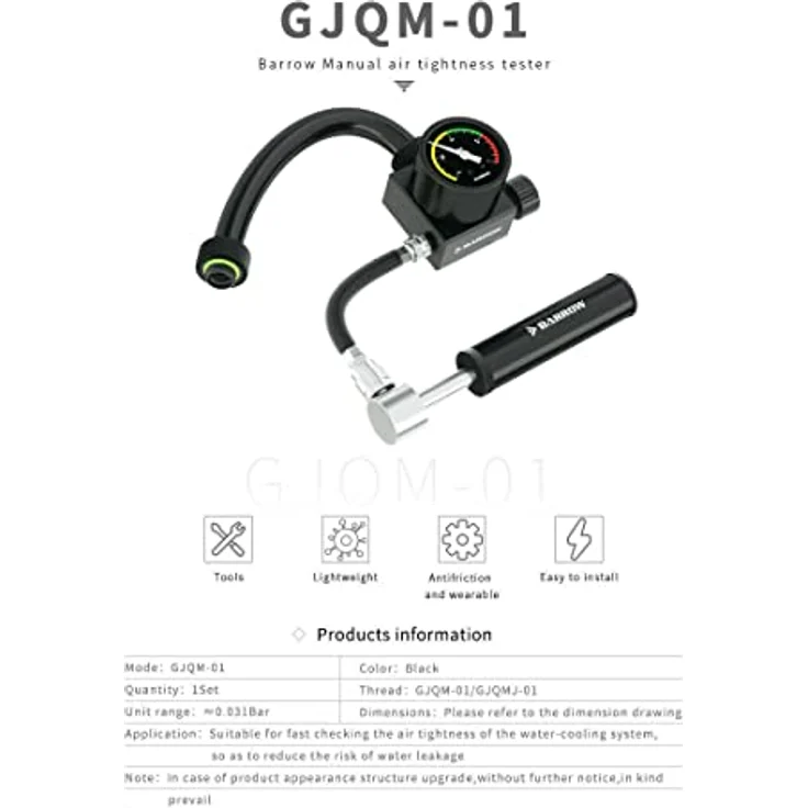 Barrow GJQM-01 System Lecktester 1,0 bar Manometer – Bild 5