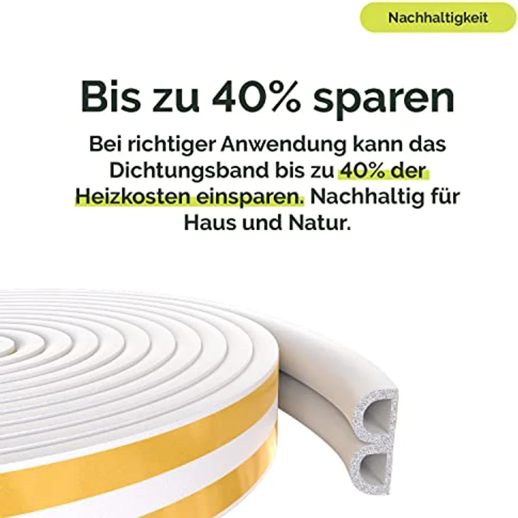 Nematek Dichtungsband Fenster - Türdichtung D-Profil schnell montiert - Zugstopper - selbstklebend, weiß (5-7 mm) – Bild 5