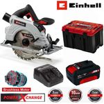 Einhell Akku-Handkreissäge TP-CS 18/190 Li BL- 18V, mit Akku 4.0 Ah +Ladegerät + Koffer, 65 mm Schnitttiefe, LED-Beleuchtung, Aluminium-Sägetisch