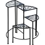 Outsunny Blumenregal Klappbar, Pflanzentreppe mit 4 Etagen, Pflanzenregal, Pflanzentreppe, Pflanzenständer für Garten, Balkon, Stahl, Schwarz, 57 x 55 x 63 cm