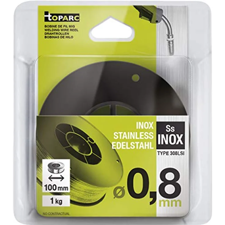 Toparc GYS Massivdrahtrolle Edelstahl 308LSi, Ø 100 mm, 1 kg, Drahtdurchmesser 0,8 mm, für MIG-Schweißen, Lebensmittelindustrie geeignet – Bild 1