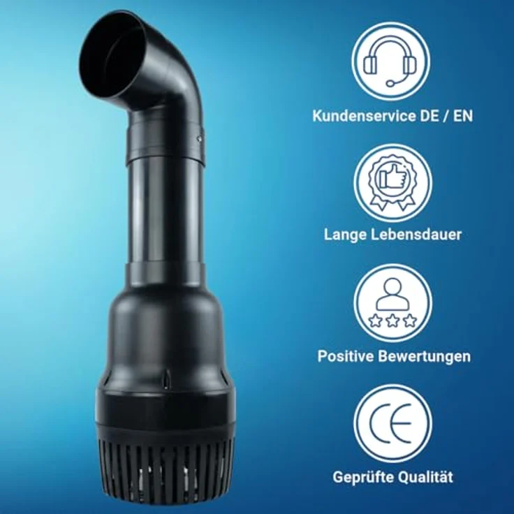 Jebao Teichpumpe 40000 L/H, 420 Watt energiesparend, 4,5m Förderhöhe, 12m Kabel, Wasserpumpe in Schwarz – Bild 5