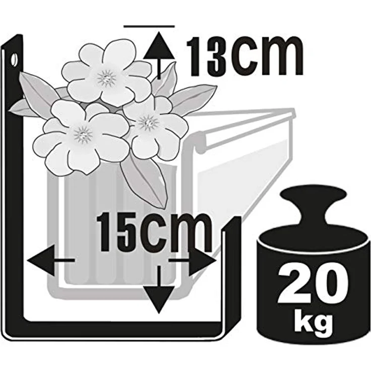 Windhager Blumenkasten-Halter zur fixen Wandbefestigung, Tragkraft 20 kg, Anthrazit 15 x 13 cm, 05815 – Bild 4