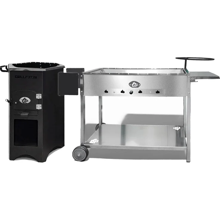 Grillpeter Grillstation Batyr Feuertonne mit Mangal Batyr Deluxe 80 cm, modulare Grillsystem für Schaschlik und traditionelle Gerichte