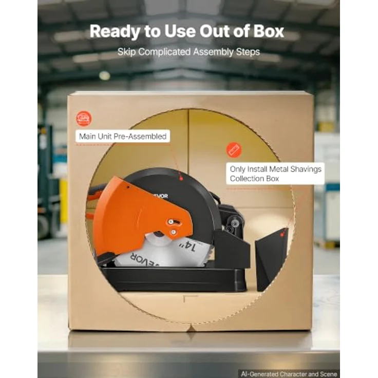 VEVOR Metalltrennsäge Kappsäge 355mm, 2800W Motor, -45° bis 45° einstellbarer Winkel, mit Klingenschutz & Späneauffangbehälter – Bild 9