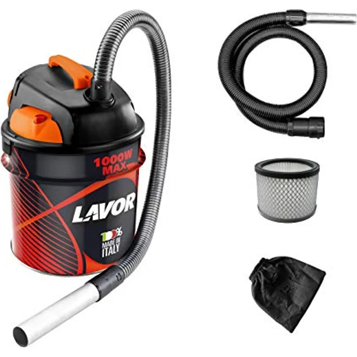LAVOR ASPIRADORES DE CENIZA Ashley 901, 800W Motorleistung, 18 Liter Tank, Stahlschlauch 1m - Nass- und Trockensauger